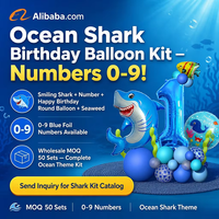 Kit de ballons d'anniversaire requin océanique en gros avec ballons en aluminium numérotés bleus de 32 pouces, décoration de fête sur le thème sous-marin