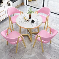 Ensemble de table à manger moderne en or Vente en gros de meubles pour restaurant pour 4 personnes avec 4 chaises en métal pour la maison Bar Salle de sport Chambre Atelier