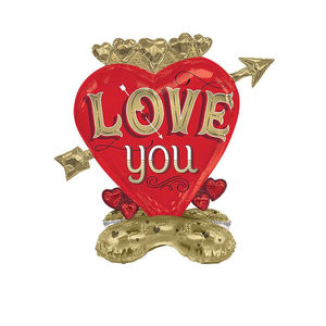 2026 balon Hari Valentine 4d berdiri hati balon Foil dengan dasar untuk pernikahan & Hari Valentine dekorasi pesta - Product Image 1