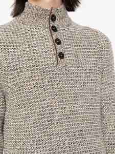 Pull tricoté personnalisé pour hommes en mélange de laine d'hiver Pull à col semi-haut Pull épais à 1/4 boutons Pull pour hommes - Product Image 4