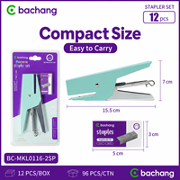 Ensemble d'agrafeuses Macaron Bachang BC-MKL0116-2SP, 12 pièces/boîte avec 1000 agrafes n°10, 3 couleurs, OEM ODM, directement de l'usine