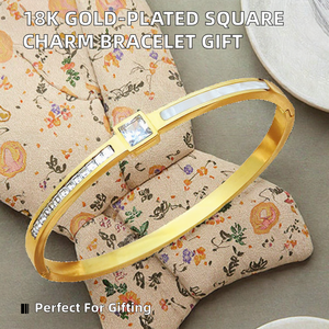 925 SILIVER Stainless Steel Square Letter Fashion <b>Charm</b> <b>Bracelet</b> Zircon Micro Insert Unisex Waterproof Colorfast Gift - Product Image 2