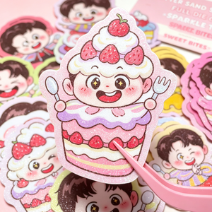Pegatinas de Vinilo Autoadhesivas Personalizadas con Diseño de Gato de Arena Brillante, Acabado Luminoso, Estilo Kawaii, de Dibujos Animados - Product Image 4