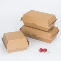 Boîte à hamburger en papier kraft ondulé de conception tendance en gros, logo personnalisé imprimé pour KFC, hamburger, frites, boîte à poisson