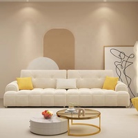 Canapé Modulable Crème Bouffant Inclinable Capitonnage pour Maison, Hôtel, Villa ou Appartement, Ensemble Trois Places pour Usage en Hall