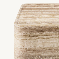 Table d'appoint en marbre travertin rustique Dream Home, bloc massif avec coins arrondis, décoration d'intérieur haut de gamme