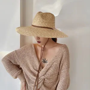 2024 New Wholesale Design Summer Custom Women Panama Fedora Straw Hat Real Grass Straw Cap Womens Straw Hat Other Hats Caps