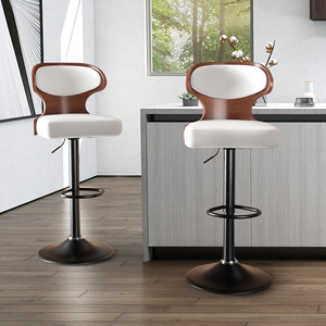 Taburete de Bar Ergonómico Moderno de Doble Color, en Cuero PU, Giratorio, Altura Ajustable, Asiento Grande, para Hotel, Cocina, Barra de Exterior - Product Image 1