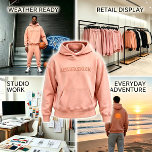 <span class=keywords><strong>Felpa</strong></span> con Cappuccio <span class=keywords><strong>Oversize</strong></span> in Spugna Francese con Design Personalizzato in Rilievo, 100% Cotone, Produzione Professionale - Product Image 6