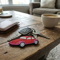 Porte-clés en silicone classique Beetle & Retro Tram, accessoire de porte-clés de voiture vintage 3D, porte-clés en caoutchouc souple durable, cadeau