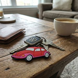 Llavero de Silicona con Diseño de Escarabajo Clásico y Tranvía Retro, Accesorio de Llavero de Coche Vintage en 3D, Colgante de Anillo de Llaves de Goma Suave y Duradero, Regalo - Product Image 6