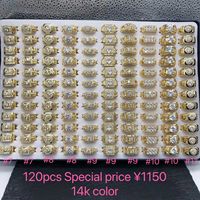 Lot de 120 boîtes à bagues Xuping à prix de gros, styles variés, pour femmes, avec incrustation de zircon ajourée, bijoux plaqués or