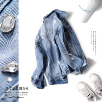 Vestes en jean bleu diamant troué pour femmes Vestes et manteaux pour femmes Marques de jeans italiennes