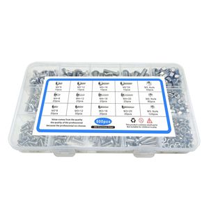 304 Stainless Steel M3 <b>M4</b> M5 <b>Bolts</b> Screws Nuts 500pcs Box Set Grade 8.8 Pan Head Hex Socket - Product Image 1