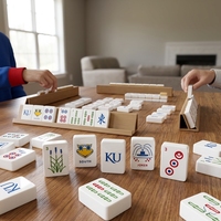 Jeu de Mahjong américain en acrylique blanc, thème Université du Kansas