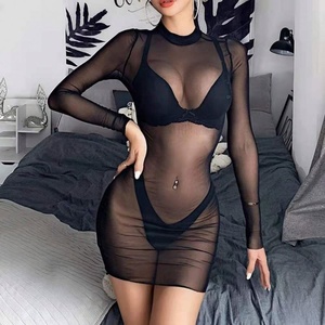 Bikini de verano Sexy Mesh Girl Temptation Swimdress de manga larga Traje de baño transparente para fiesta en la playa - Product Image 4