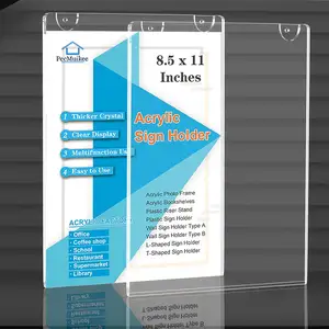 Acryl Bordhouder Muurbevestiging Acryl Bord Houder En Plastic Papier Display Ad Frame Bonus Met 3M Tape En Bevestigingsschroeven