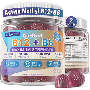 Suplemento Multivitamínico de <span class=keywords><strong>Complejo</strong></span> <span class=keywords><strong>B</strong></span> Metilado OEM, Gomitas de Vitaminas B12 <span class=keywords><strong>con</strong></span> L-Metilfolato B6, <span class=keywords><strong>Omega</strong></span>-<span class=keywords><strong>3</strong></span> DHA y Magnesio - Product Image 1