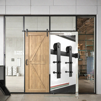 Kit de quincaillerie pour porte de grange coulissante en bois noir à double porte moderne de 6,6 pieds de haute qualité vis de Offre Spéciale personnalisées en usine