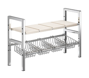 Étagère de rangement extensible moderne en acier inoxydable pour <span class=keywords><strong>armoire</strong></span> de cuisine, <span class=keywords><strong>support</strong></span> robuste et réglable pour casseroles et poêles - Product Image 6