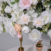 Boule de fleurs brodée de 60 cm, rose, pour table de mariage, table de conférence, vitrine, présentoir carré, support floral décoratif