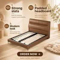 Modernes Komfortables Schwarzes Lederbett mit Stauraum, King/Queen-Size, Montierter Holzrahmen, Schlafzimmer V638, 1 Jahr Garantie