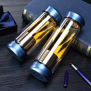 Gobelet à thé avec <span class=keywords><strong>infuseur</strong></span> Tasse à thé de voyage en verre à double paroi avec filtre en acier inoxydable Bouteille de thé étanche avec passoire - Product Image 4