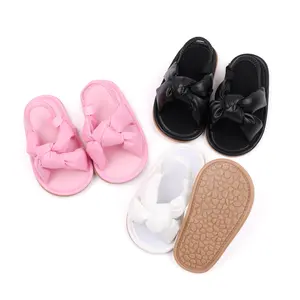 Moda trendi elastik bant bebek kız ayakkabı açık terlik bebek sandalet 2024