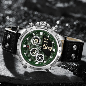 NAVIFORCE cuero genuino cuarzo Digital hombre reloj impermeable duradero tendencia listo Stock estilo Popular diseño hombre reloj de pulsera - Product Image 5