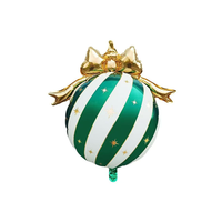 Ballon en aluminium en forme de boule de Noël de 30 pouces avec pompon et nœud de Père Noël pour les fêtes et les décorations du Nouvel An