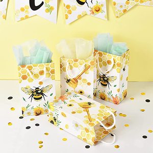 Sacs cadeaux pour enfants filles abeille miel fournitures de fête d'<span class=keywords><strong>anniversaire</strong></span> bonbons friandises <span class=keywords><strong>Goodies</strong></span> faveurs sacs avec poignée - Product Image 2