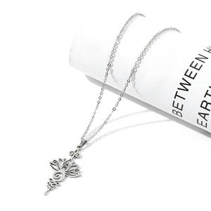 Collar con Colgante de Flor de Loto de <span class=keywords><strong>Titanio</strong></span> Simple para Mujer y <span class=keywords><strong>Hombre</strong></span>, Joyería de Acero Inoxidable - Product Image 6