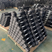Haltères hexagonales de gymnastique de poids libres enduits de caoutchouc de vente directe d'usine pour l'usage commercial de gymnase