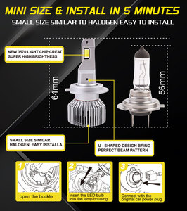 Ampoule de phare LED Prilight P7S H4 H7 super brillante H7 105W 15000LM 6500K éclairage de phare automatique phare LED de voiture - Product Image 6
