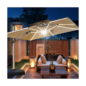 Parasol d'extérieur de grande taille Parasol de jardin en aluminium Parasol en porte-à-faux Carré Patio Big Roma Parapluie Lumière LED - Product Image 4