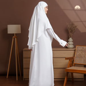 Conjunto de Abaya de Algodón Marbella Blanco Premium, Transpirable y de Secado Rápido, Khimar Francés, Ropa Islámica Modesta, Elegante, Holgada, Ideal para Regalo - Product Image 6