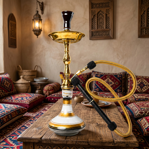 Farida Hookahs - Set de Cachimba Mini Balha de Latón Sólido, Hecho a Mano, Estilo Egipcio de Lujo, Coleccionable, 1 Manguera - Product Image 6