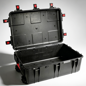 840x571x324mm büyük boy ABS malzeme siyah renk sert çanta plastik tekerlekler ile ekipman için plastik aracı bavul arabası - Product Image 2