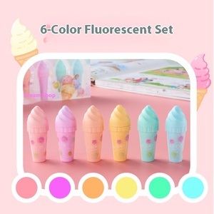 Mini <span class=keywords><strong>Ice</strong></span> <span class=keywords><strong>Cream</strong></span> Highlighter Pen Briefpapier Set Niedlicher fluor zieren der Marker mit 6 Farben Stift für Kinder - Product Image 5