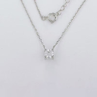 Collier pendentif en argent 925 avec diamant de laboratoire pour femme, solitaire rond à 4 griffes, chaîne ajustable en forme de tête de bœuf, colliers tendance