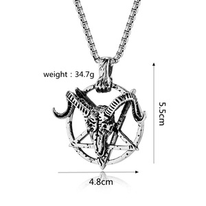 Colgante de cabeza de cabra de acero inoxidable yunnique, joyería de moda para hombre, diseño geométrico de animales para ropa, regalo a juego - Product Image 5