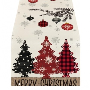Camino <span class=keywords><strong>de</strong></span> <span class=keywords><strong>Mesa</strong></span> Navideño <span class=keywords><strong>de</strong></span> 72 Pulgadas, 100% Poliéster, Diseño Moderno a Cuadros Rojos y Verdes, Resistente al Aceite, para las Fiestas Navideñas - Product Image 4