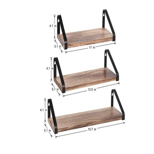 Étagères murales flottantes en <span class=keywords><strong>bois</strong></span> massif, couleur rustique, pour salon, entrée, rangement, décoration intérieure DIY - Product Image 3