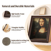 Cadre photo en carton ondulé Mona Lisa Peinture à l'huile Chat, Planche à gratter pour chat à motif solide avec effet tridimensionnel créatif