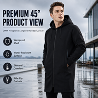 Veste longue en néoprène 2 mm en gros, prête à expédier, avec coque en caoutchouc lisse, manteau thermique pour bateau, vente en gros