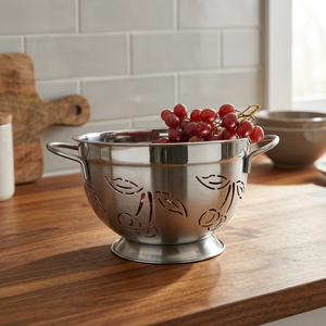 Passoire à cerises allemande en acier inoxydable avec double poignée - Écologique, compatible lave-vaisselle, 26 ou 30 cm - Product Image 3