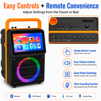 Sistema de Altavoces Karaoke para Cine en Casa con Woofer de 8 Pulgadas, Pantalla de 10.6 Pulgadas, Carrito Portátil, Iluminación LED RGB Android, Uso con Computadora y WiFi