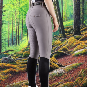 Culotte d'équitation pour femme de haute qualité, coupe skinny, avec empiècement intégral en silicone, poches, extensible 4 directions, pour l'entraînement et l'équitation - Product Image 2