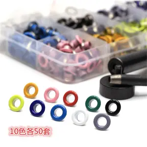 Install tool kits and 10 colors 500 sets 5mm garment eyelets with a box