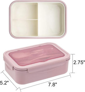 Portable Wheat Straw Lunch Box with Lid <b>Microwave</b> Oven Safe Students Canteen Simple Food Container - Product Image 4